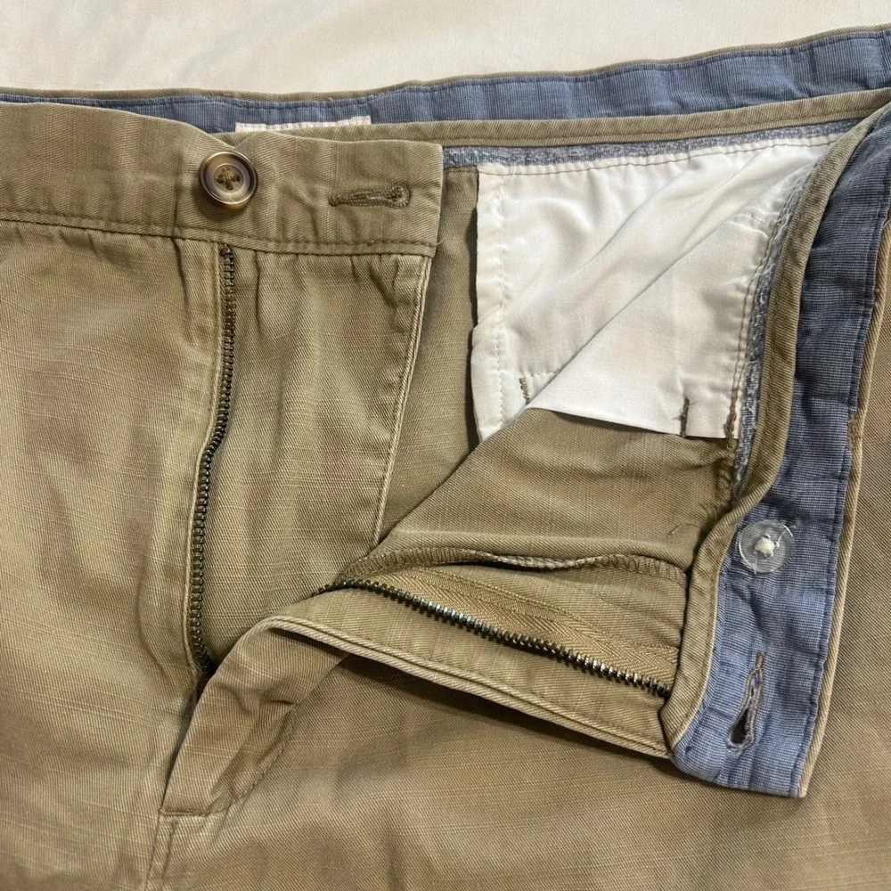 Merona Mens Khaki Tan Chino Shorts Size 42 100% Cotton Flat Front Casual Summer‎